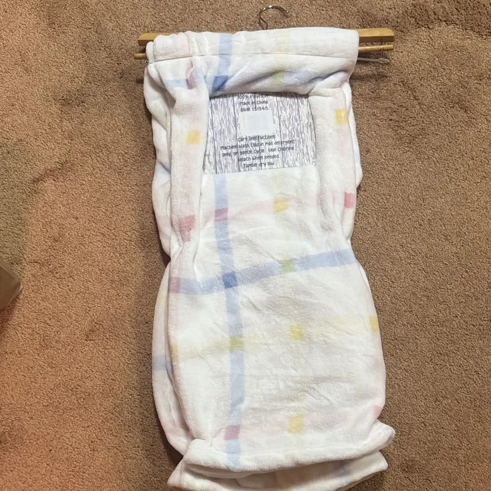 Soft White with Pastel Plaid Print throw